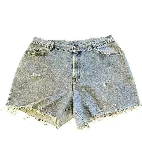VTG 90s Y2K Lee Denim Cutoff Shorts 38” Waist ACTUAL Relaxed Western Grunge - Picture 3 of 7